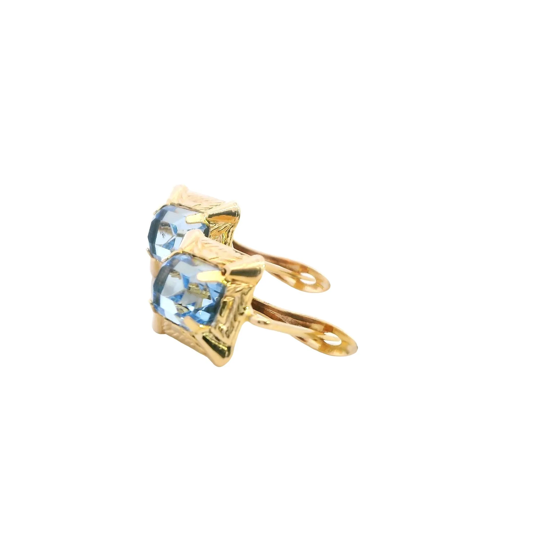 Elegant 14ct Yellow Gold Glass Earrings