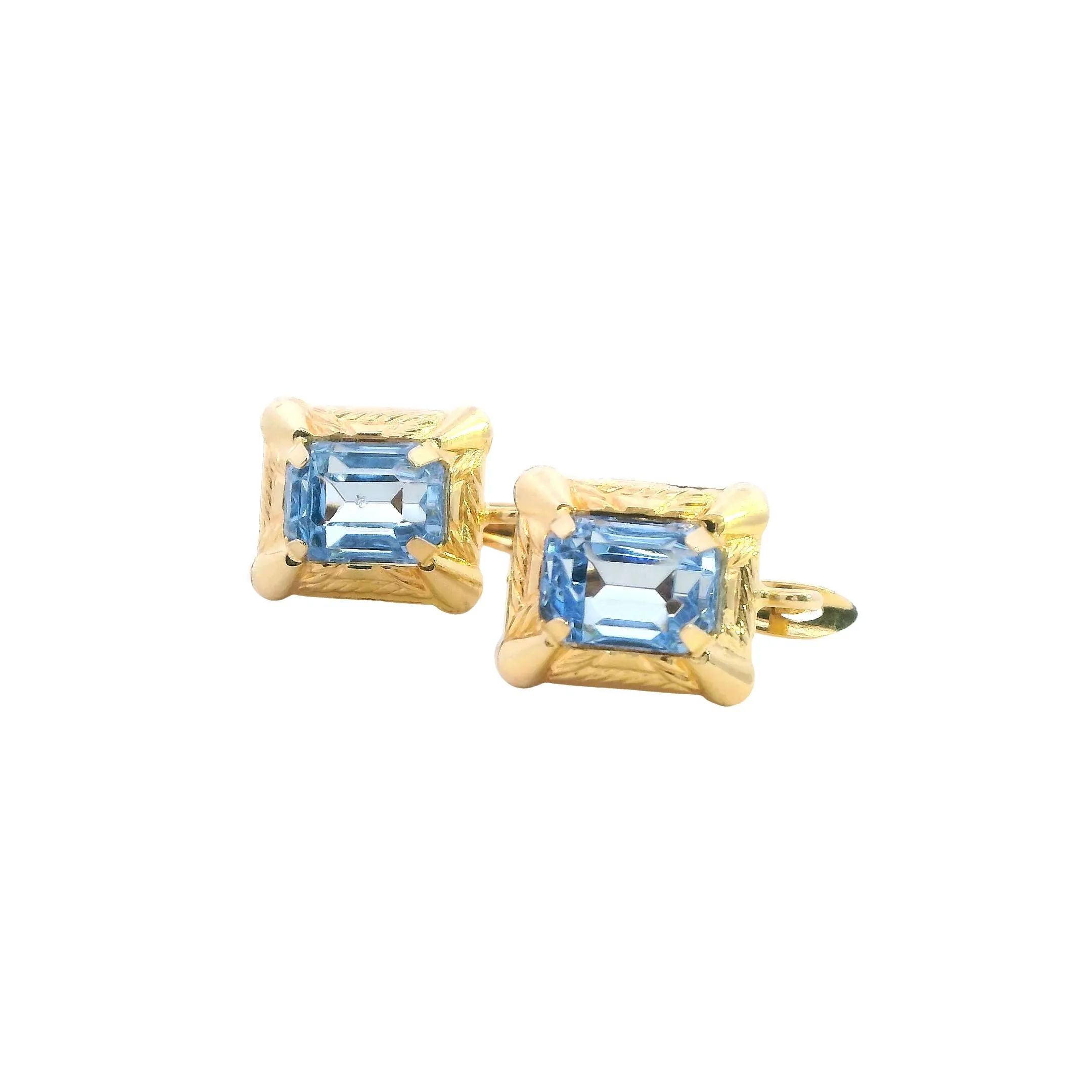 Elegant 14ct Yellow Gold Glass Earrings