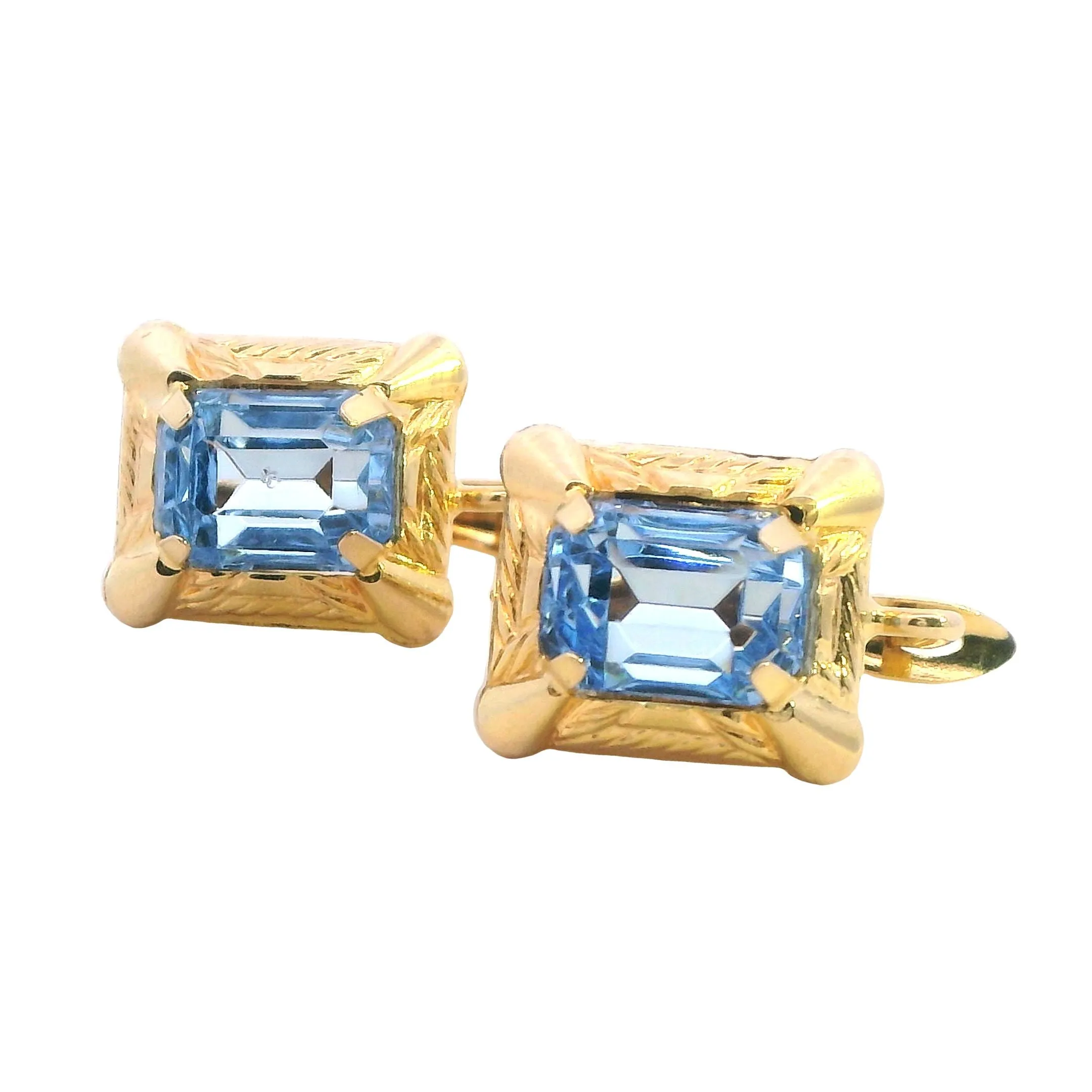 Elegant 14ct Yellow Gold Glass Earrings