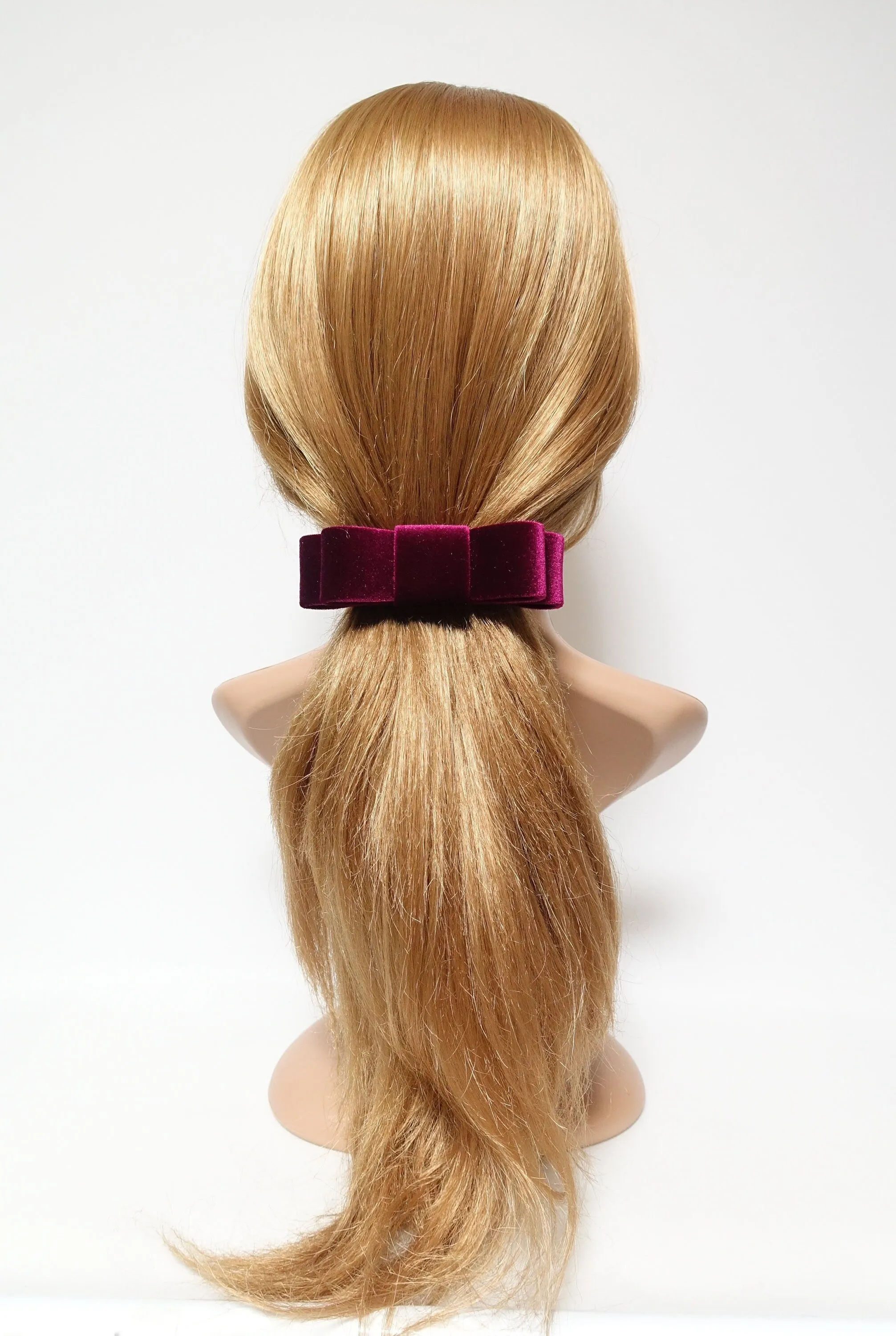 flat velvet bow french bow barrette