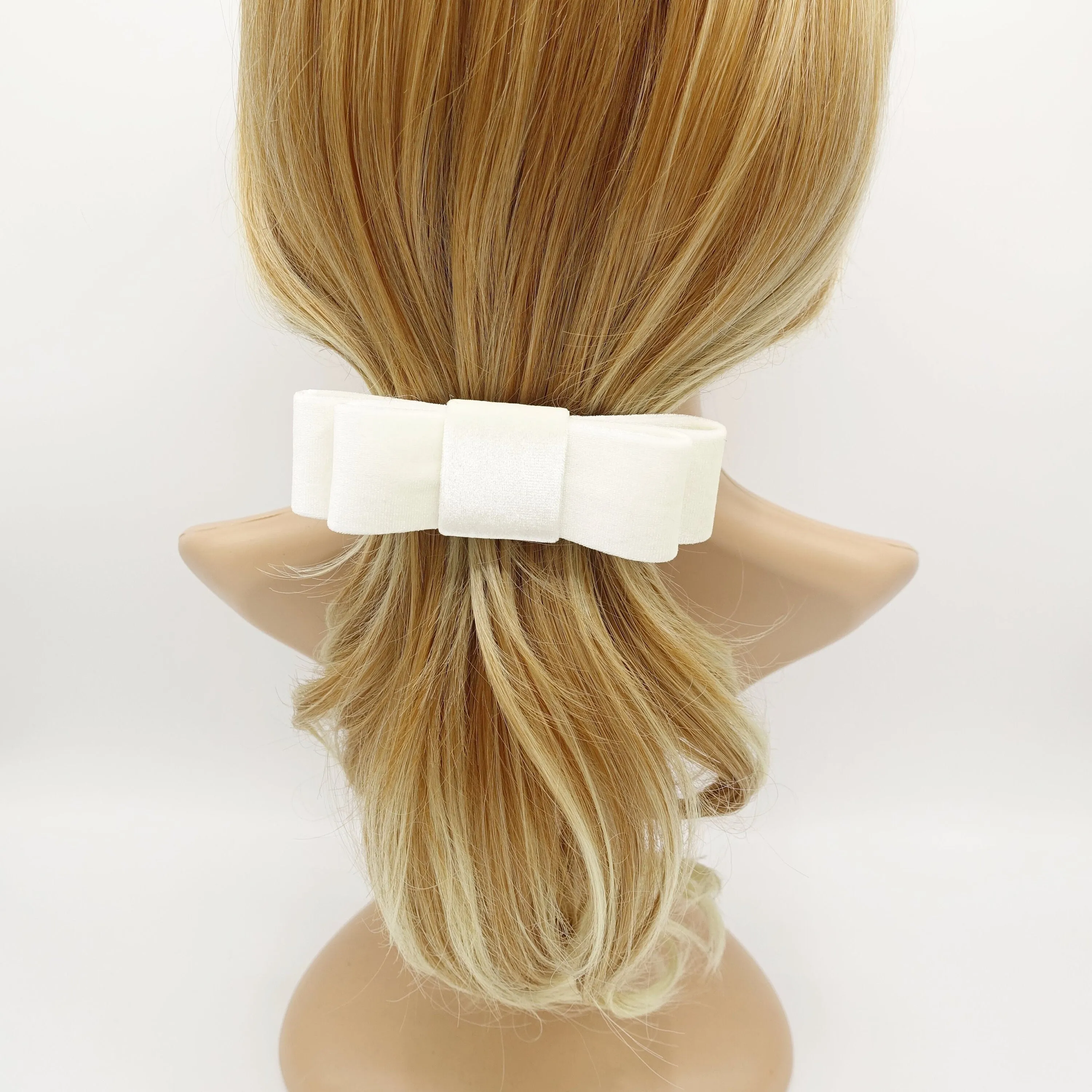 flat velvet bow french bow barrette