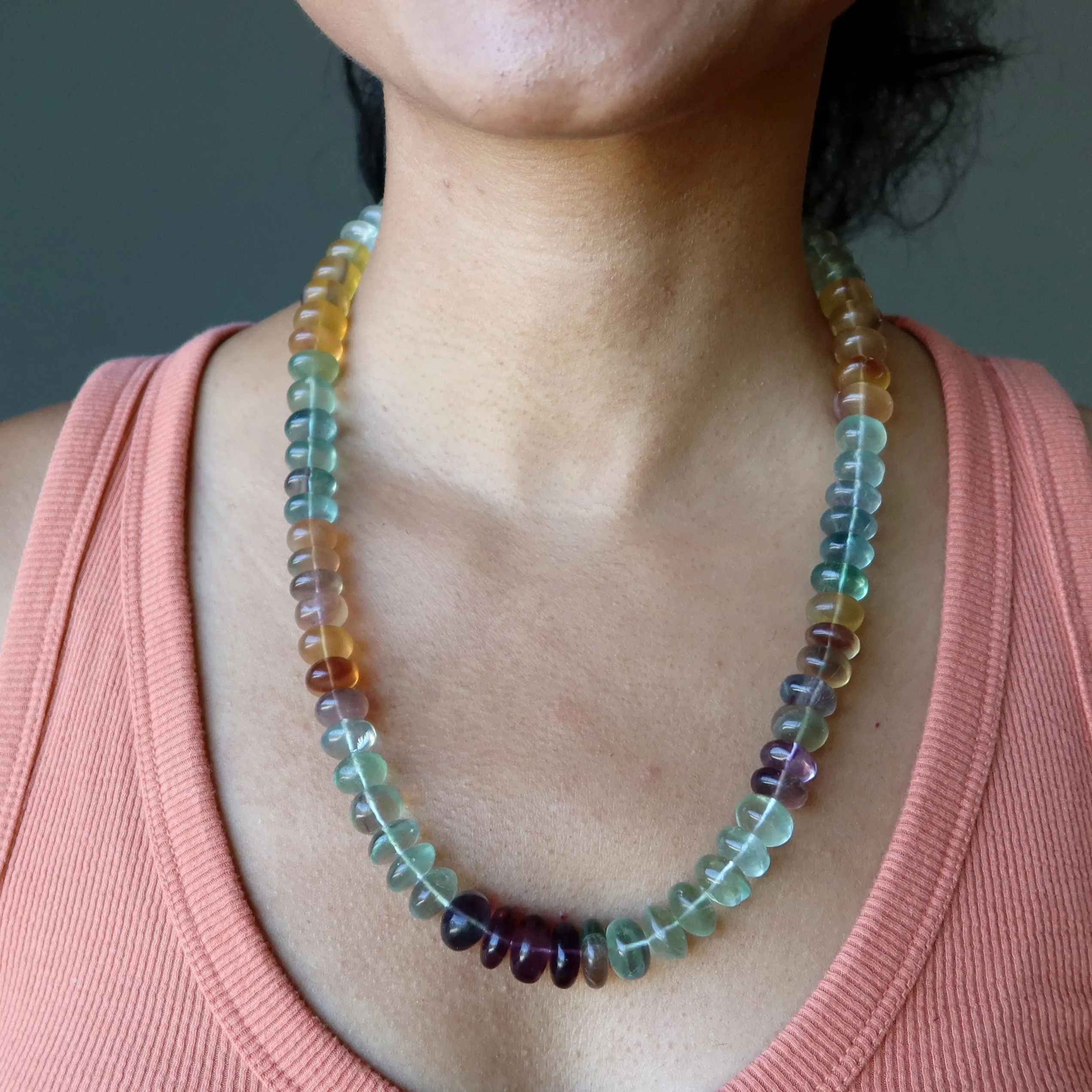 Fluorite Necklace Rainbow Candy Aura Crystal Statement