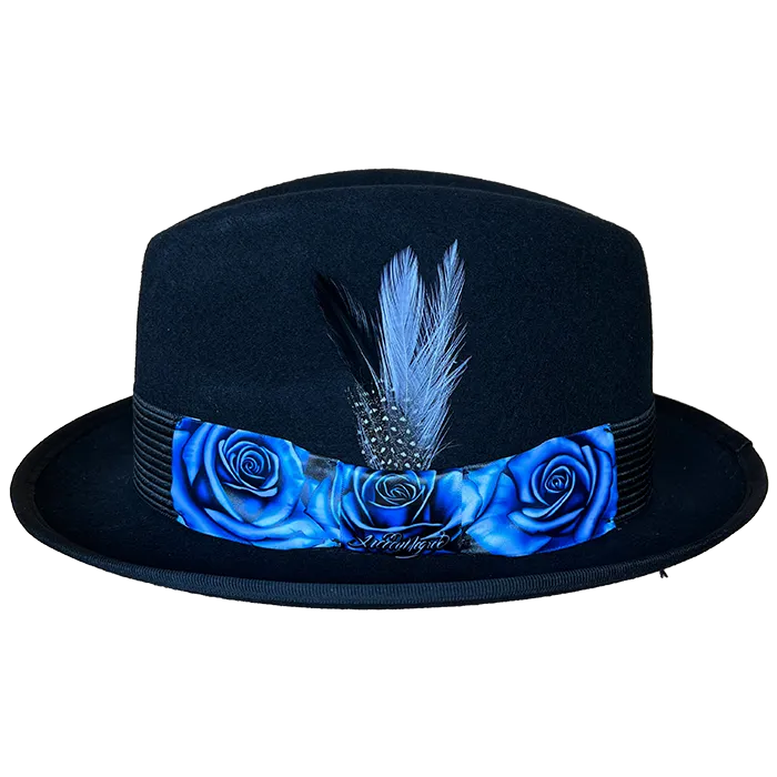 Freddy Negrete Wool Felt Rose Black Hat