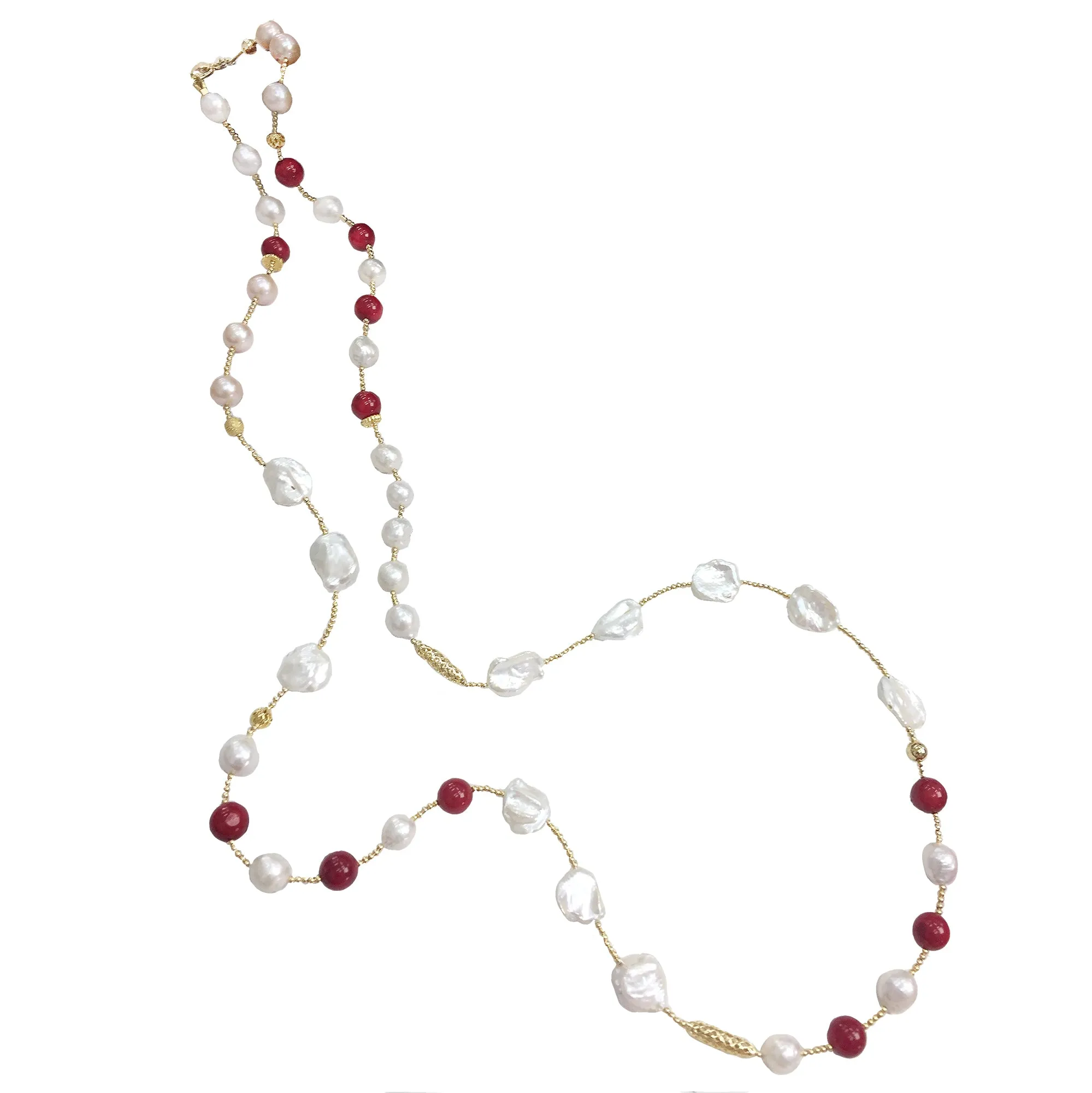 Freshwater Pearls With Red Corals Multi-way Necklace CN008