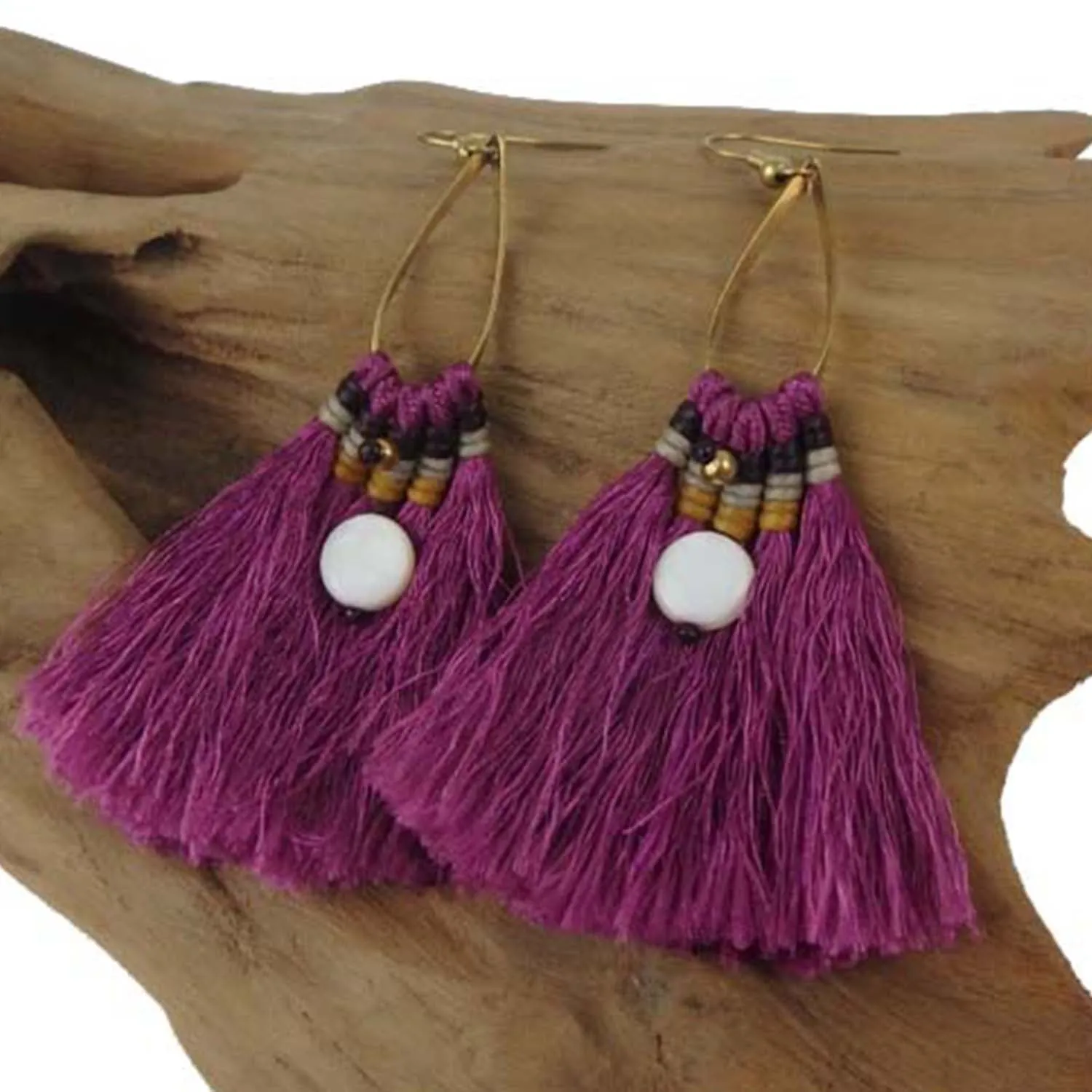 Fringe Earrings Fuschia Global Groove