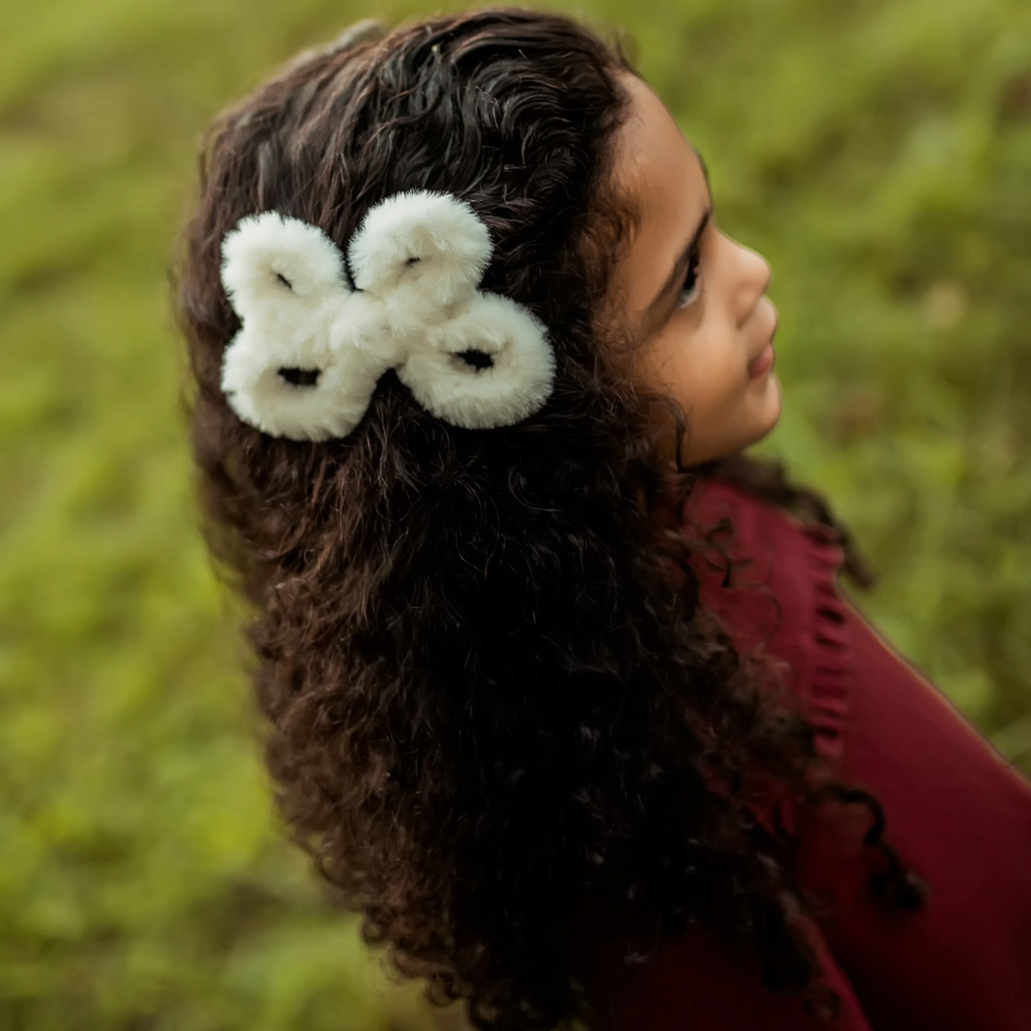 Fur Wired Bow Hair Clip