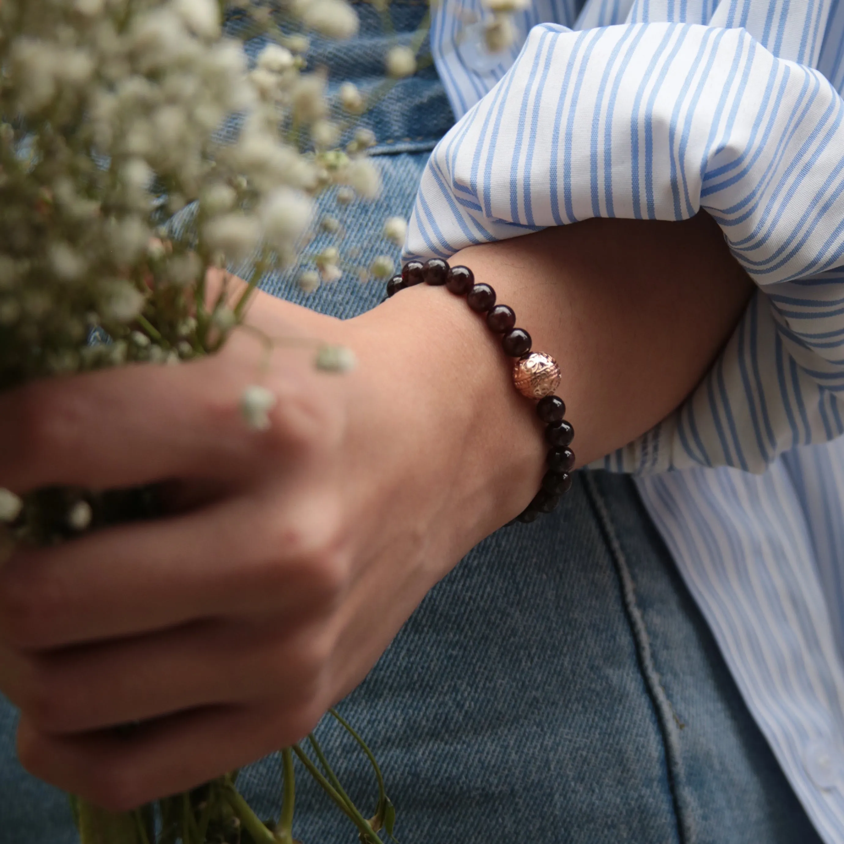 Garnet Rose Gold Bracelet