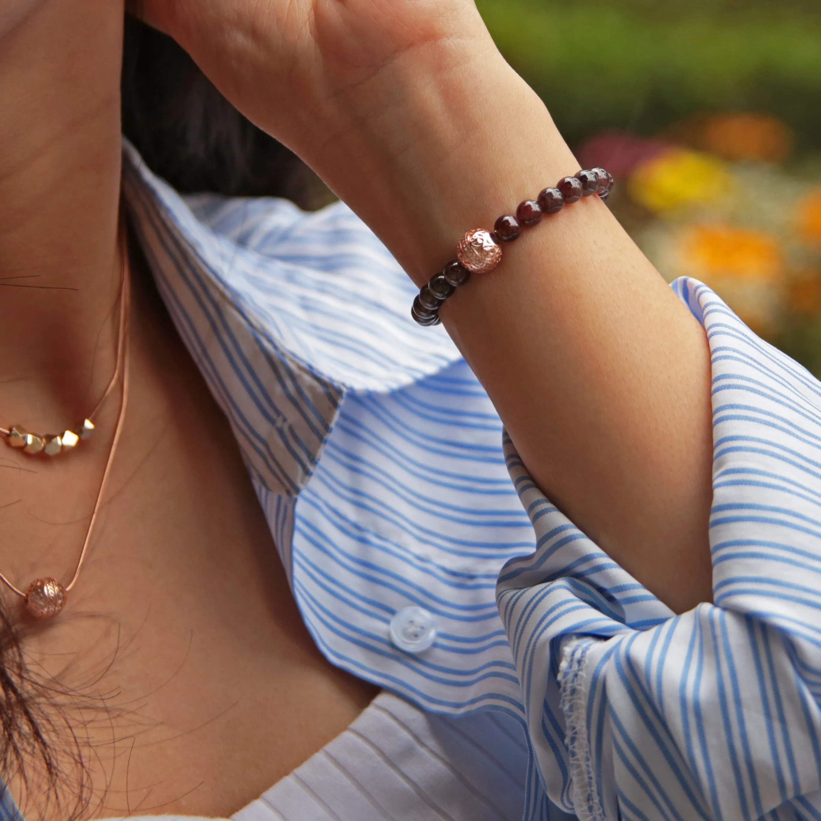 Garnet Rose Gold Bracelet