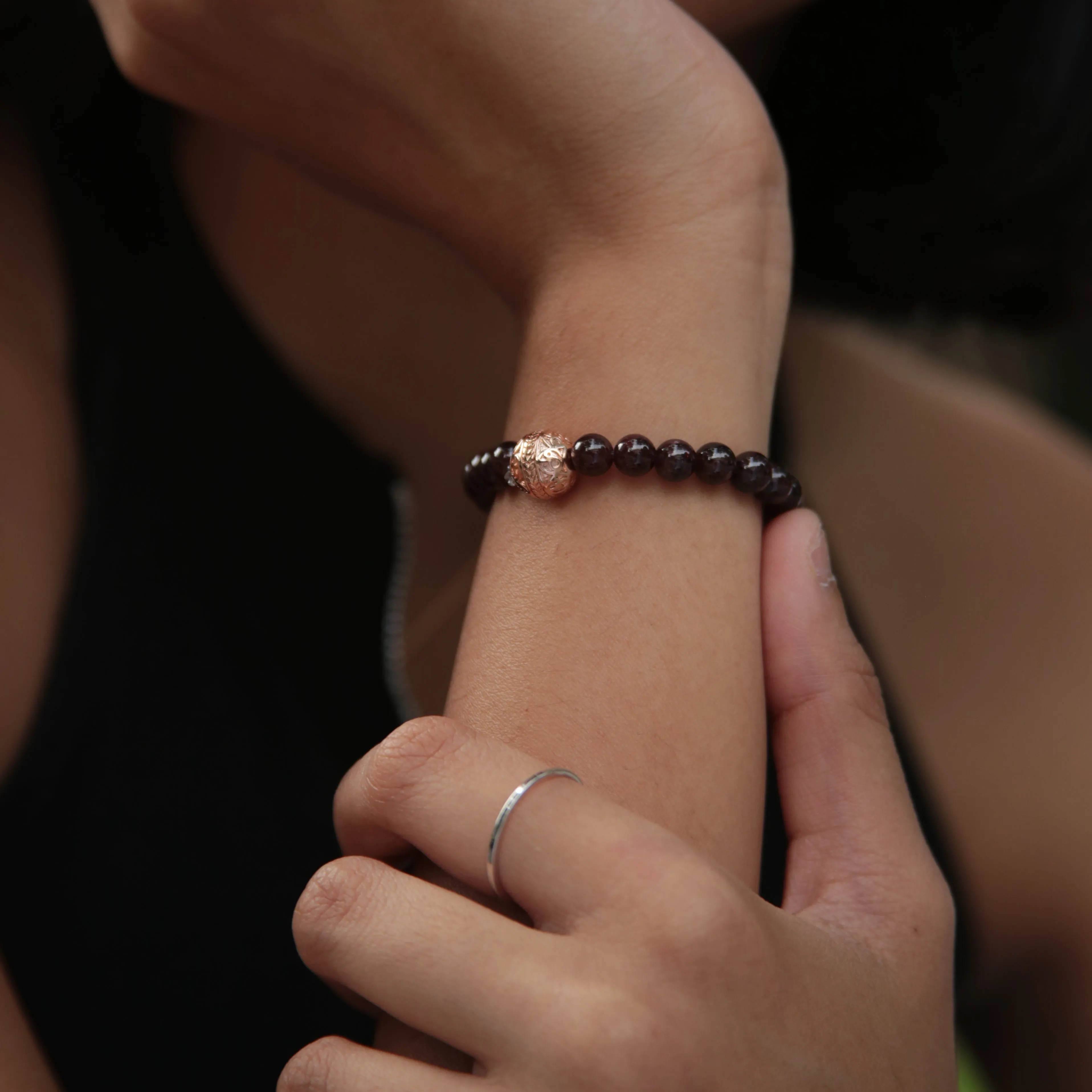 Garnet Rose Gold Bracelet