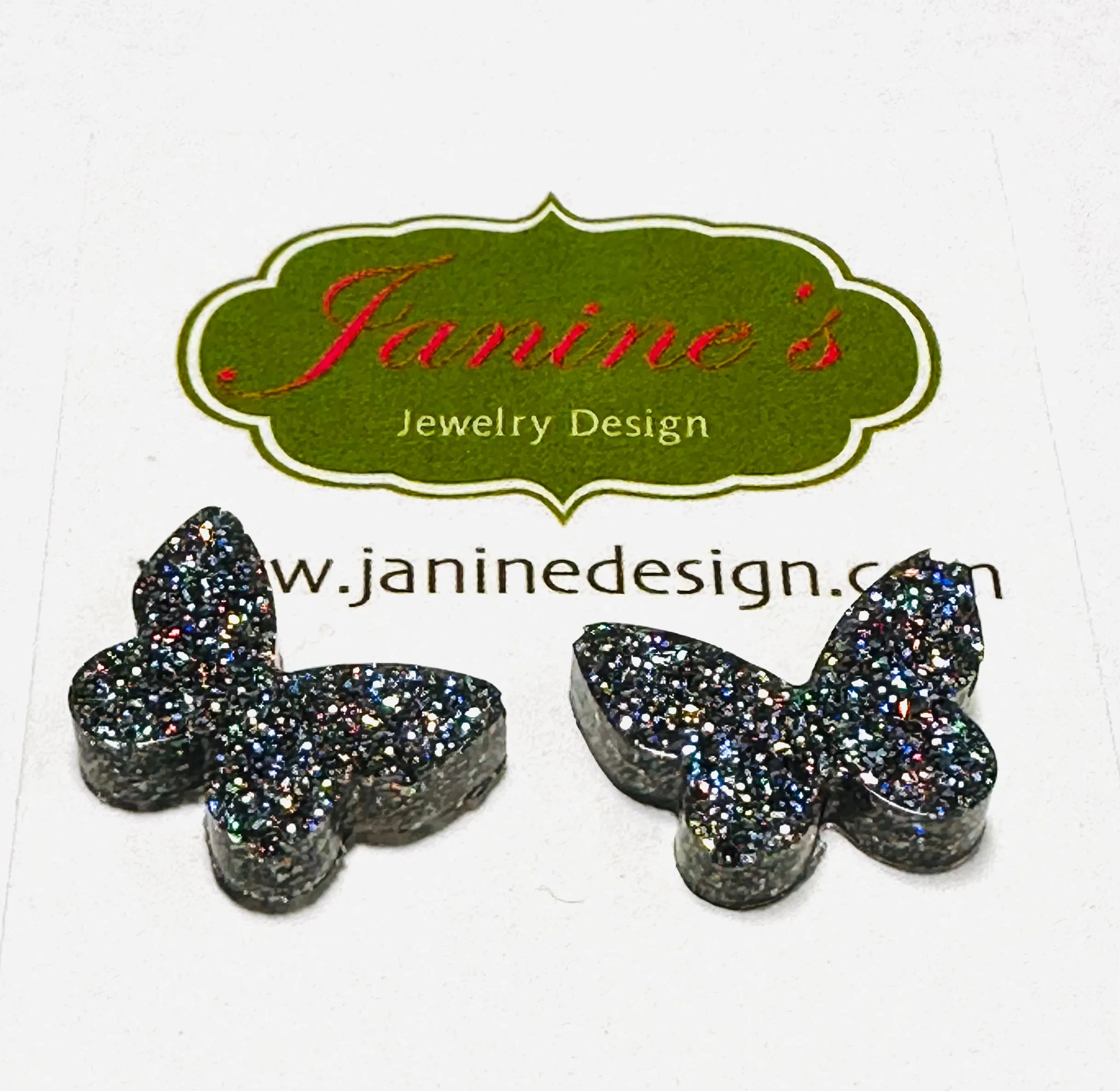 Glitter Resin Earrings, Heart Earrings, Butterfly Earrings, Star Earrings