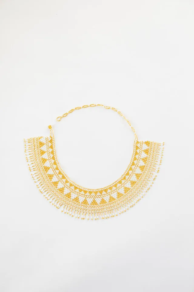 Gold Beaded Hat Necklace