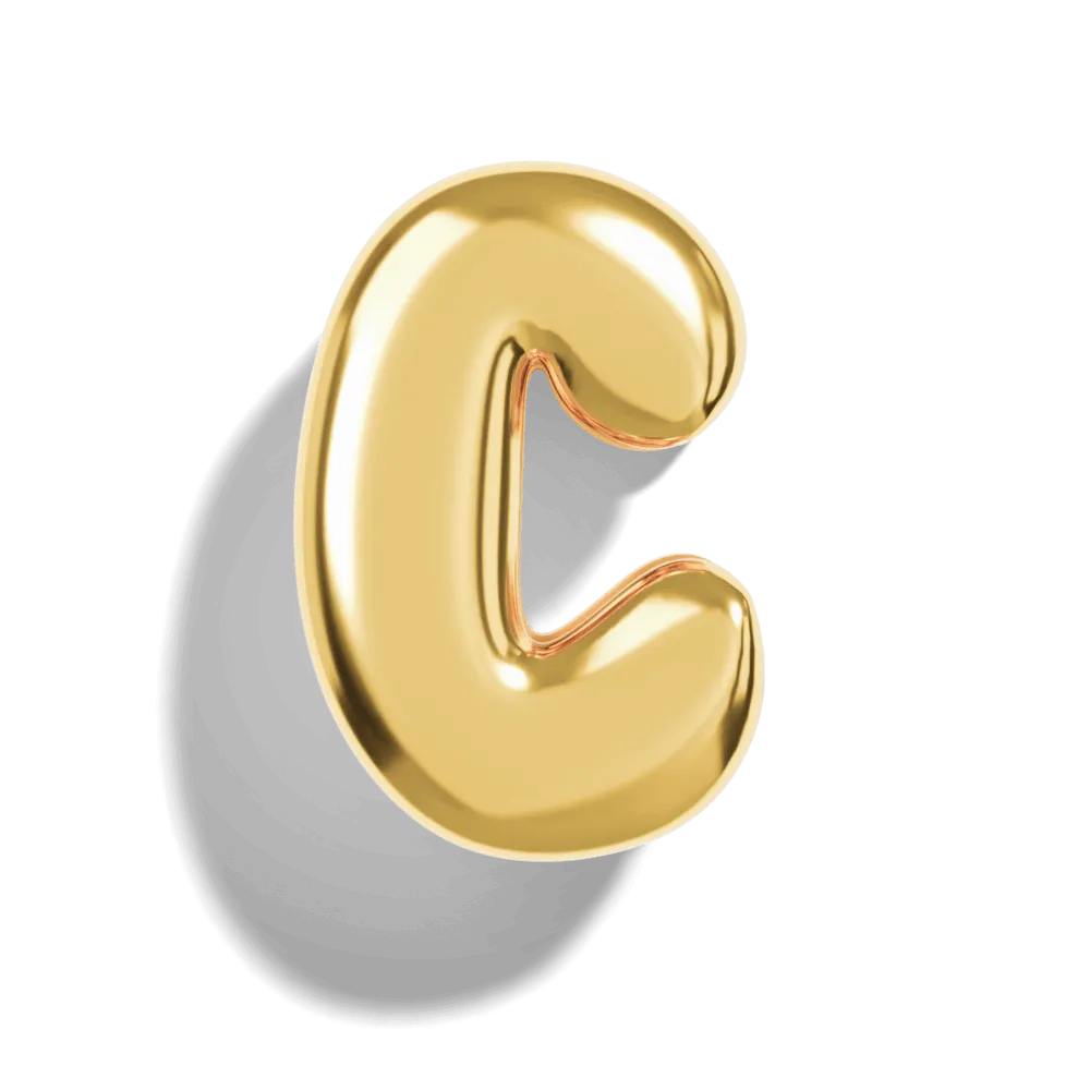 Gold Bubble Letter Charms