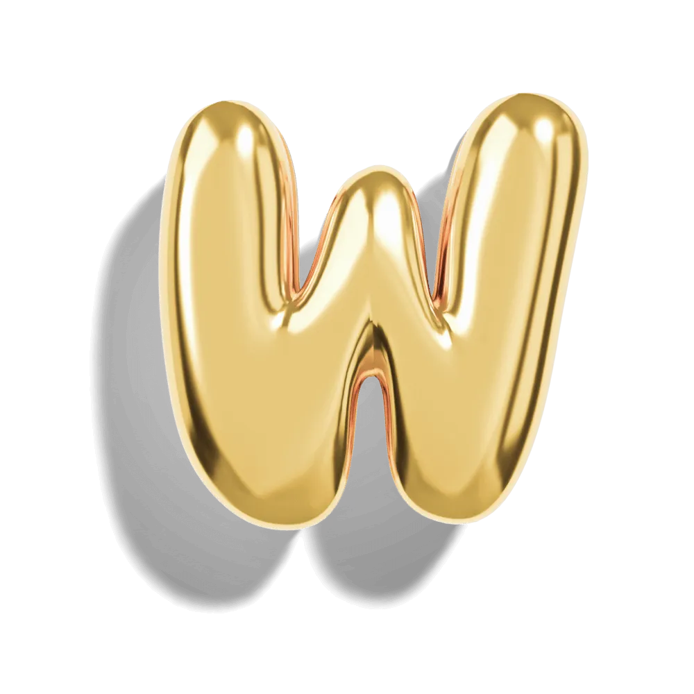 Gold Bubble Letter Charms