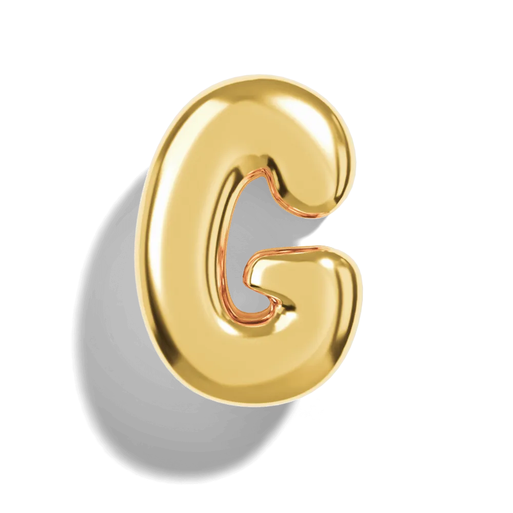 Gold Bubble Letter Charms