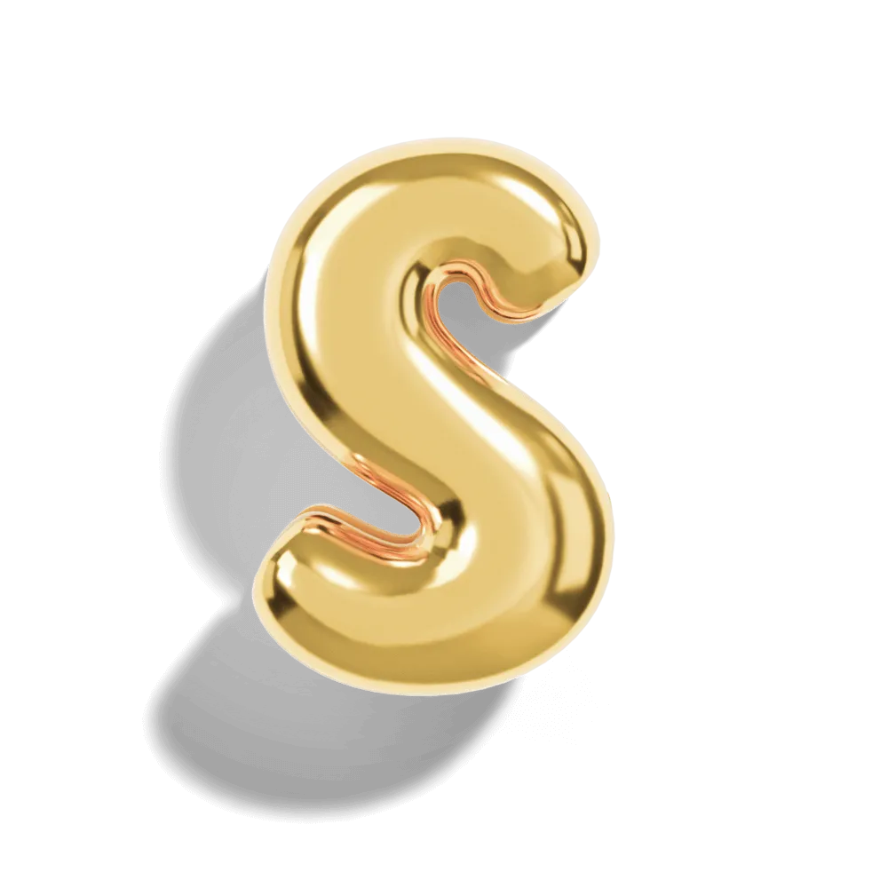 Gold Bubble Letter Charms