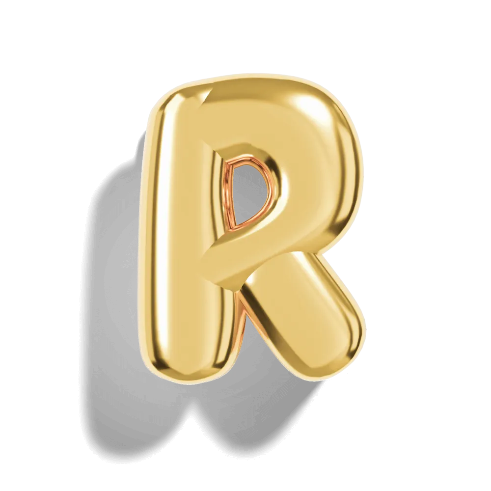 Gold Bubble Letter Charms