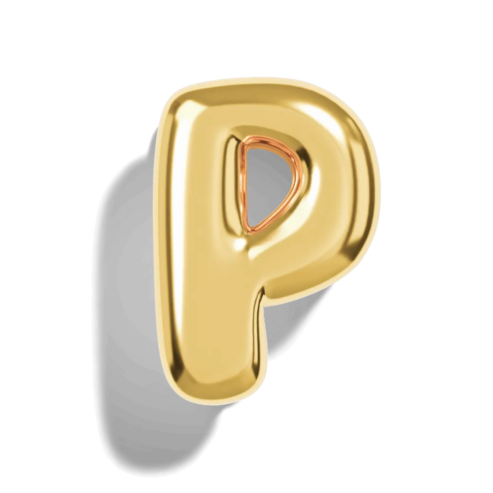 Gold Bubble Letter Charms