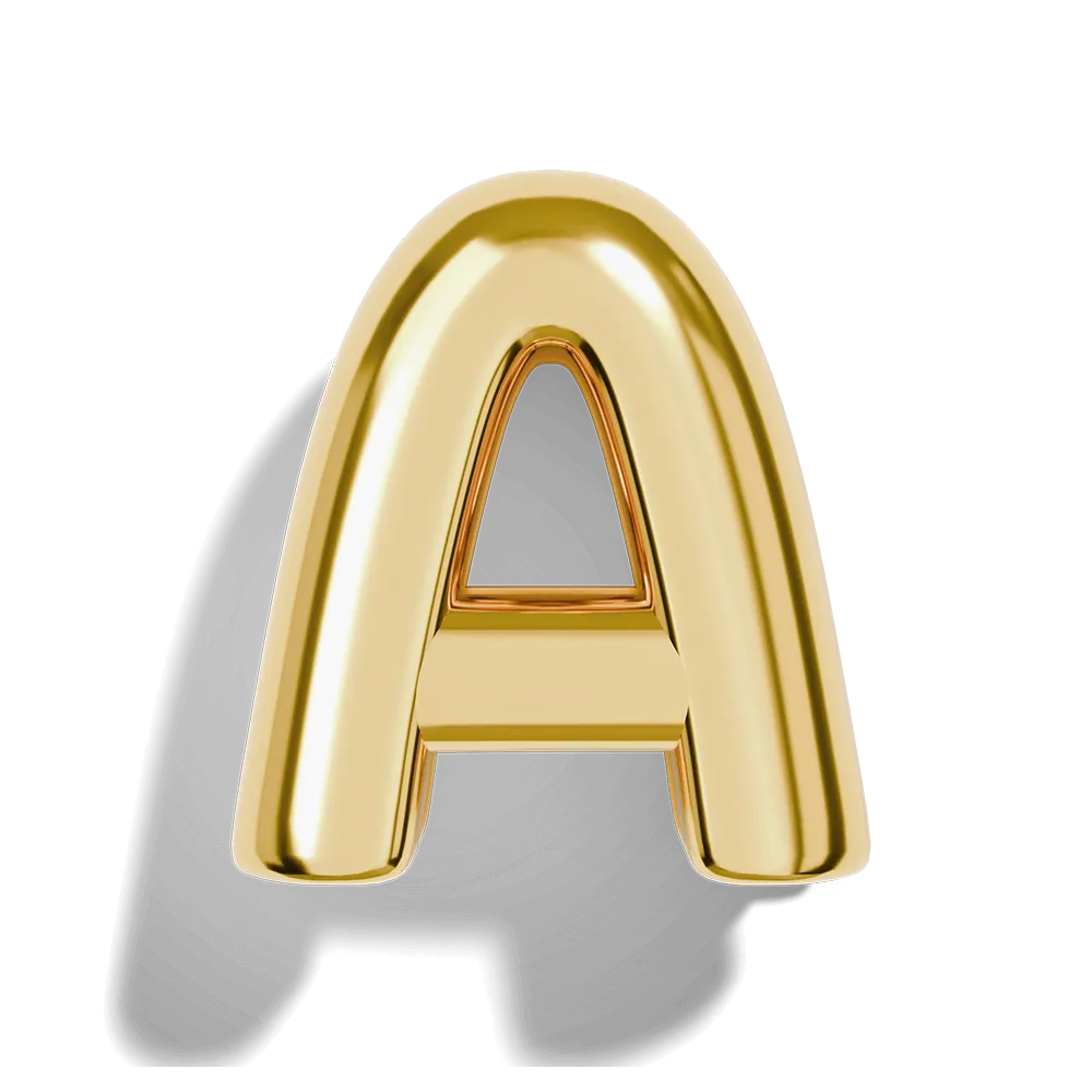 Gold Bubble Letter Charms