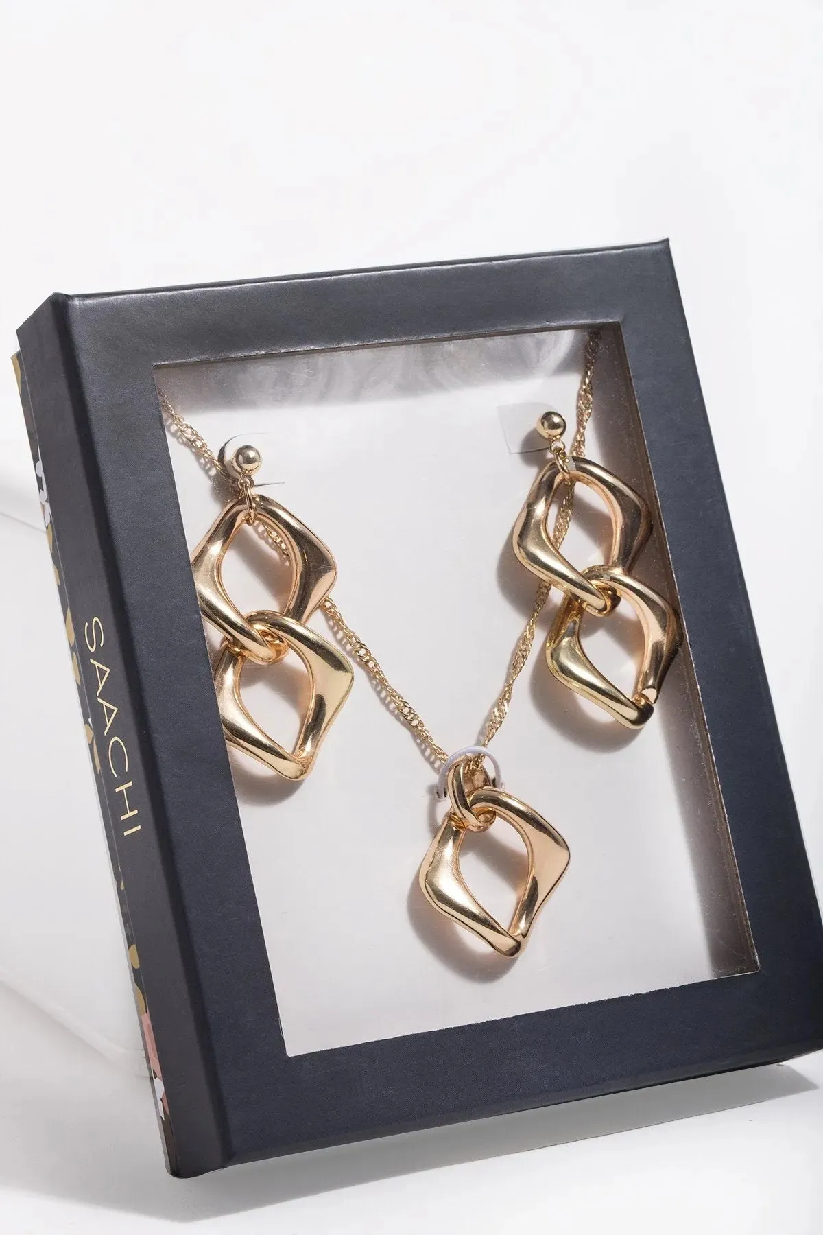 Gold Chain Infinity Necklace and Earring Gift Box