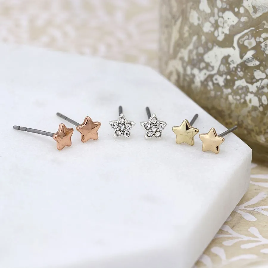 Gold Coloured/Silver Plated Star Stud Earrings