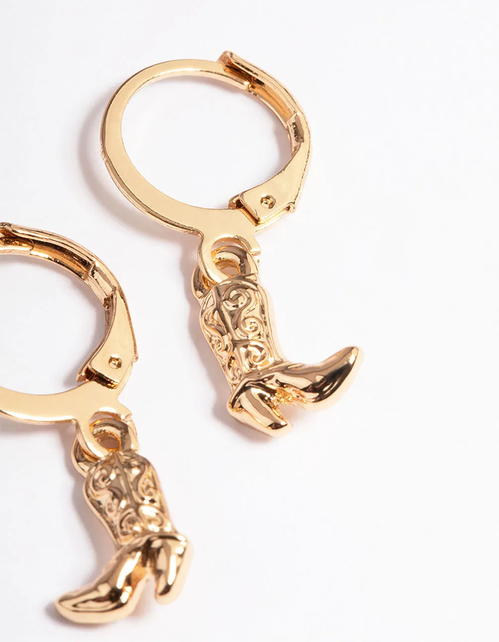 Gold Cowboy Boot Huggie Earrings