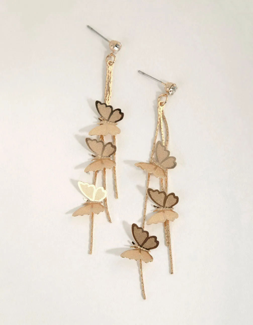 Gold Multi Butterfly Drop Earrings