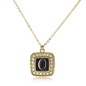 Gold My Script Initials - Letter O Square Charm Classic Necklace