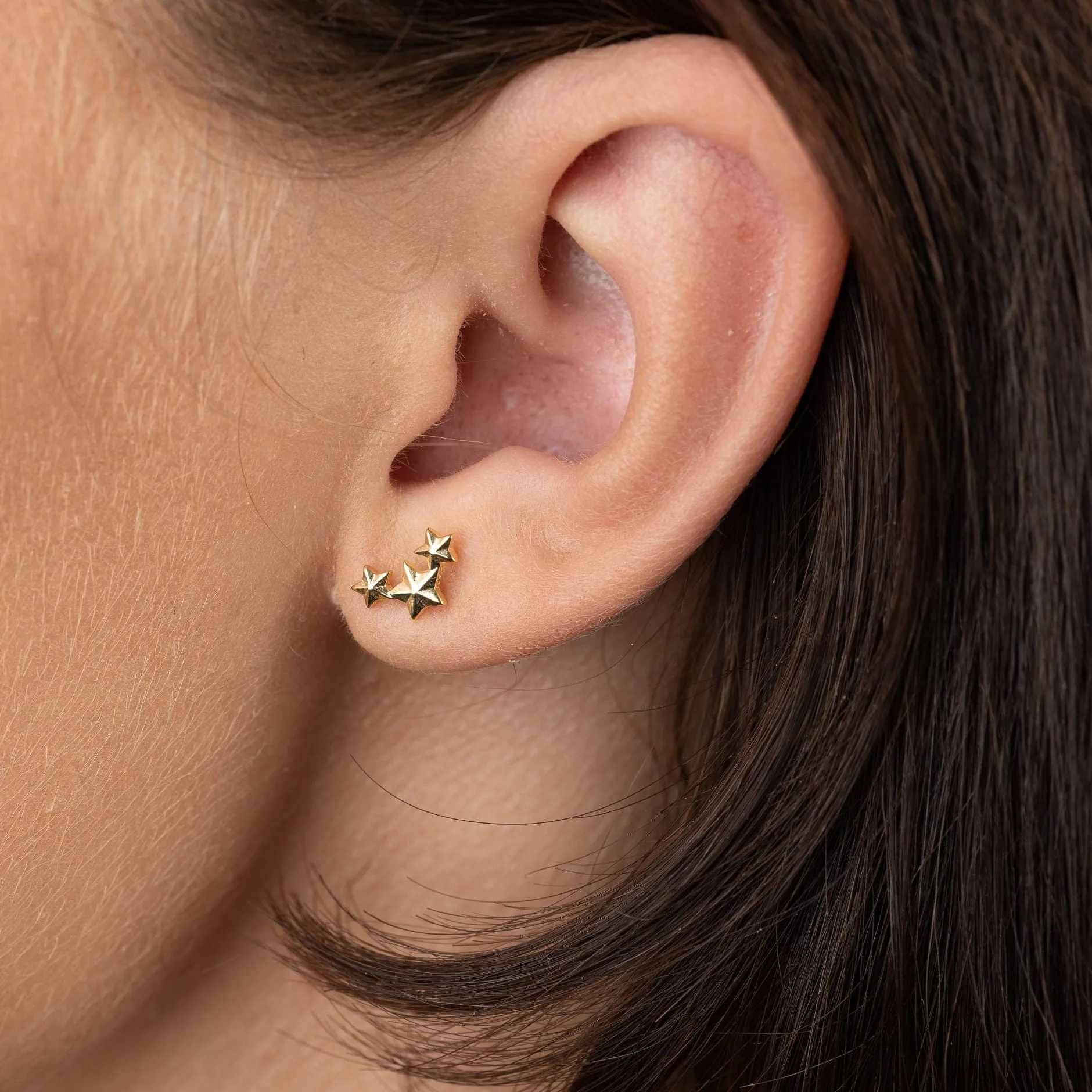 Gold Plated Star Cluster Stud Earrings