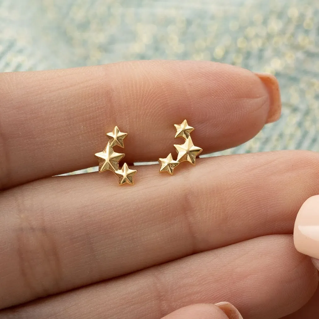 Gold Plated Star Cluster Stud Earrings