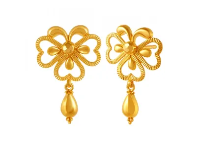 Graceful Flower Petals Shape 22k Gold Earrings