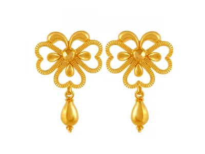 Graceful Flower Petals Shape 22k Gold Earrings