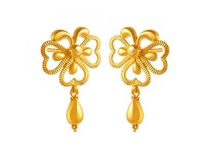 Graceful Flower Petals Shape 22k Gold Earrings