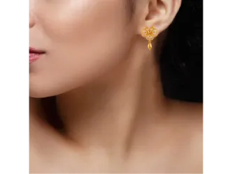 Graceful Flower Petals Shape 22k Gold Earrings