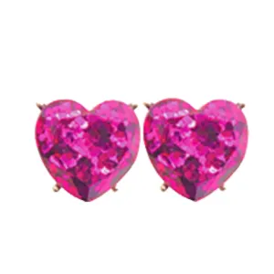 Gretchen Glitter Heart Earrings | Hot Pink