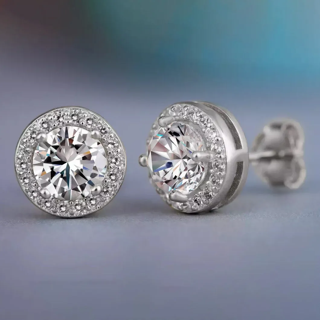 Halo Diamond Stud Earrings