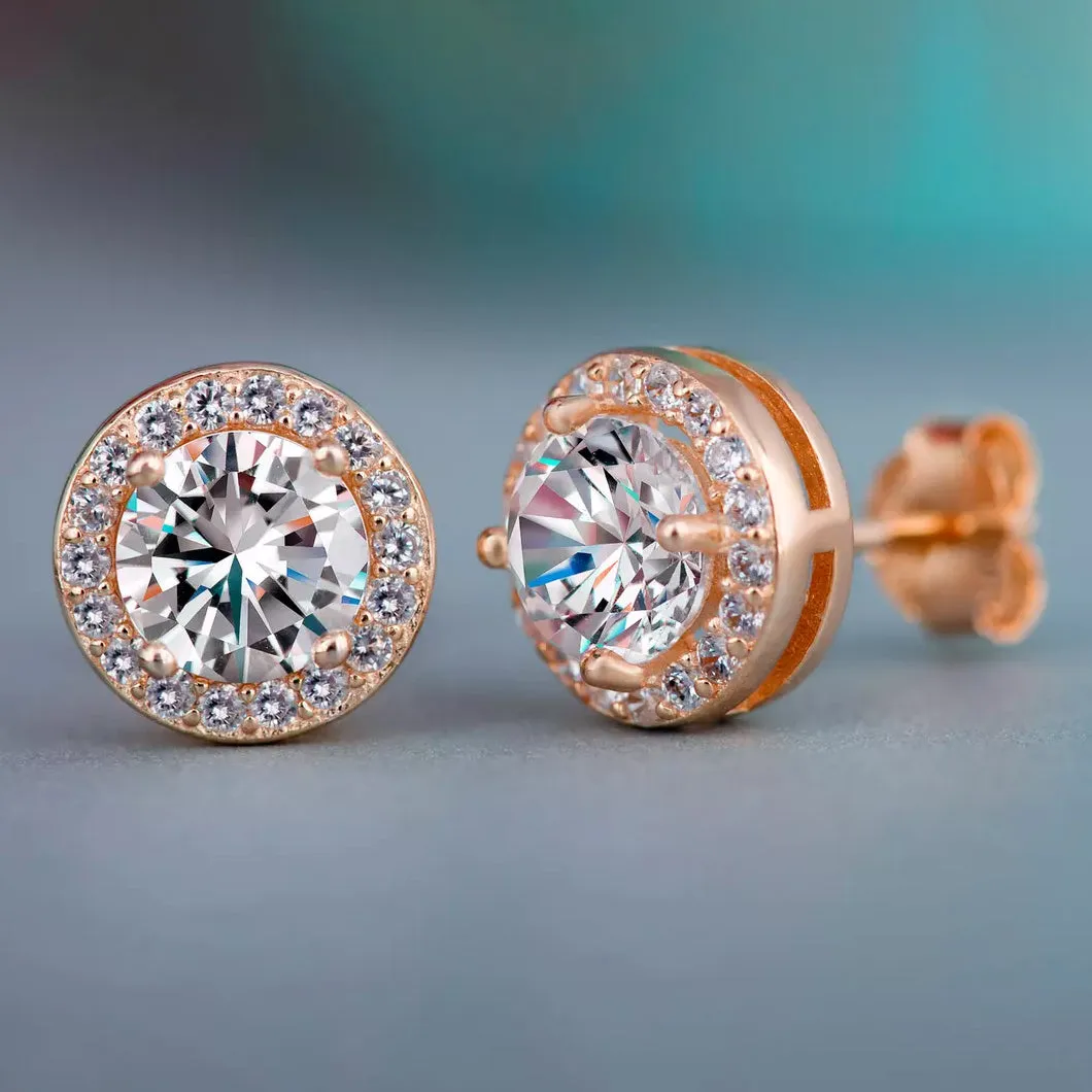 Halo Diamond Stud Earrings