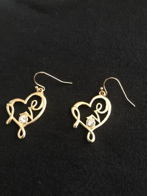 Heart LOVE Gold Earrings