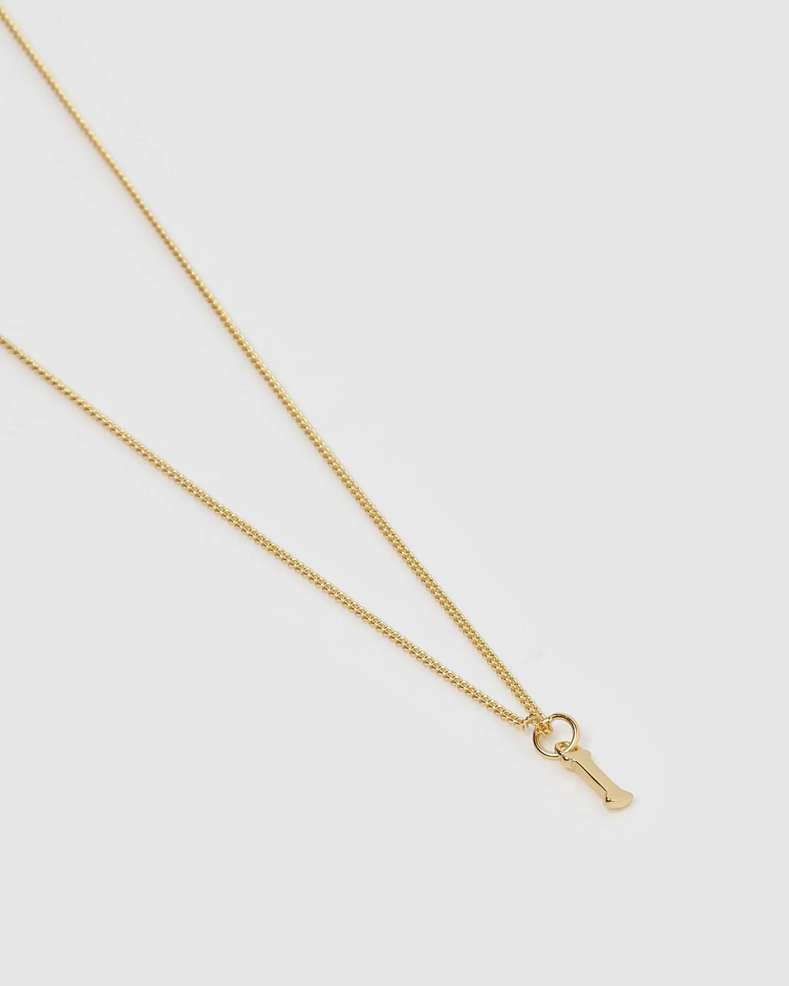 Izoa Alphabet Letter I Necklace Gold