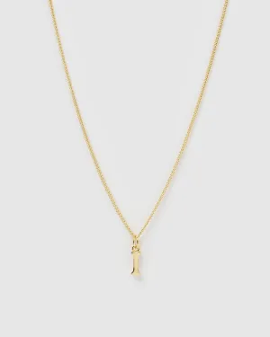 Izoa Alphabet Letter I Necklace Gold