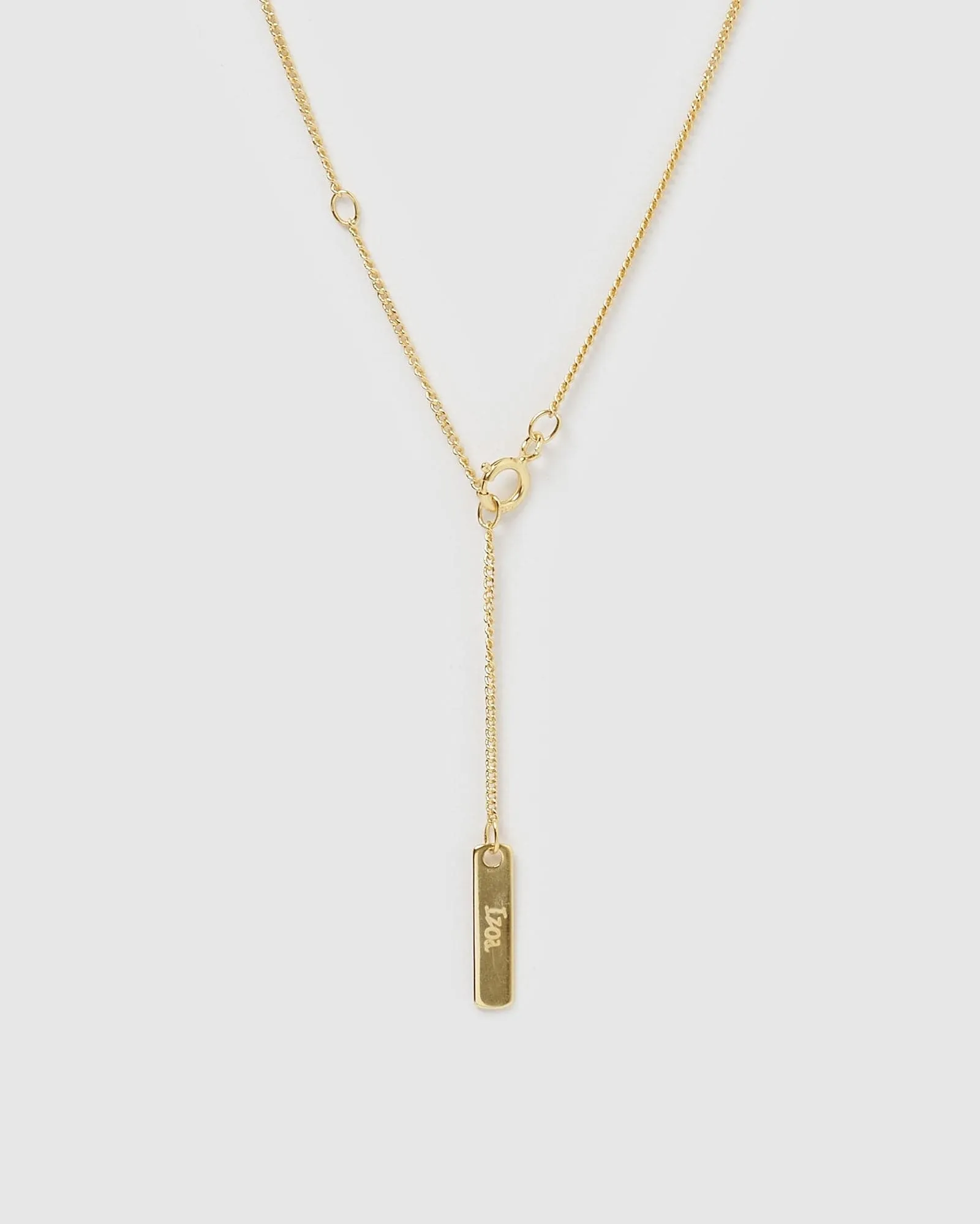 Izoa Alphabet Letter I Necklace Gold