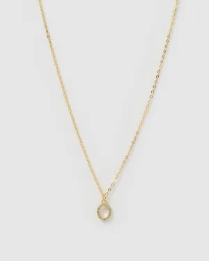 Izoa Crystal Letter O Necklace Gold