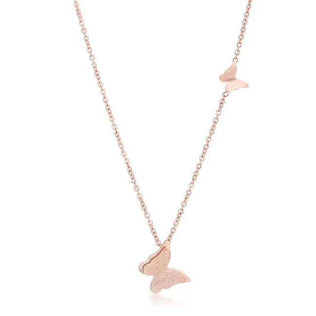 Jess Butterfly Rose Gold Necklace | Stainless Steel