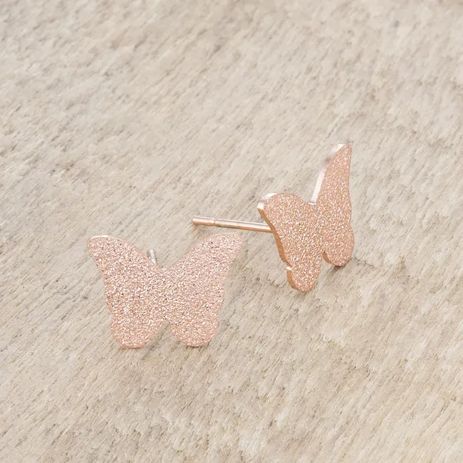 Jess Butterfly Rose Gold Stud Earrings | Stainless Steel