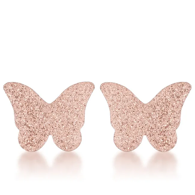 Jess Butterfly Rose Gold Stud Earrings | Stainless Steel