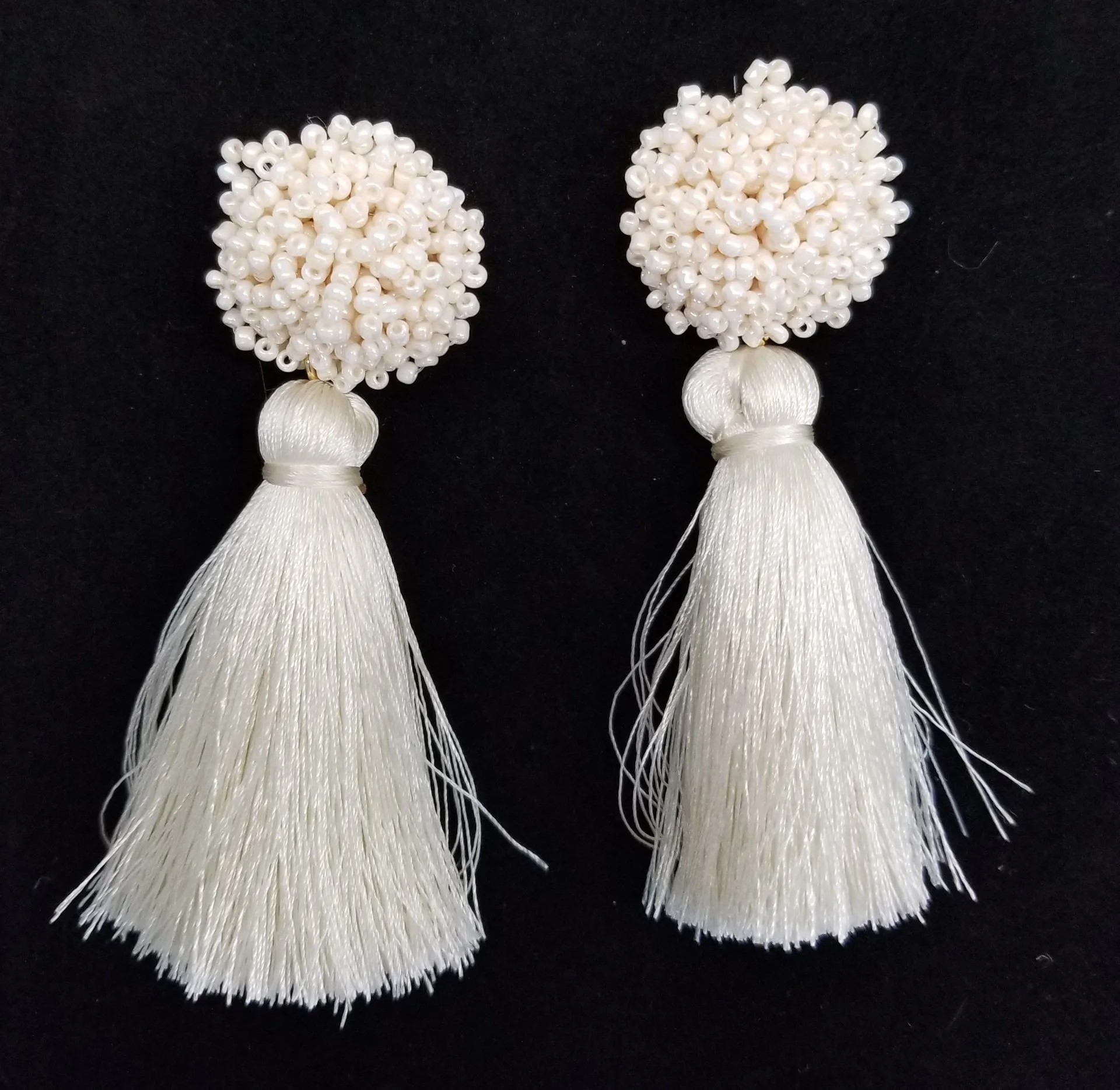 Le Centre Du Monde beaded statement earrings with tassels