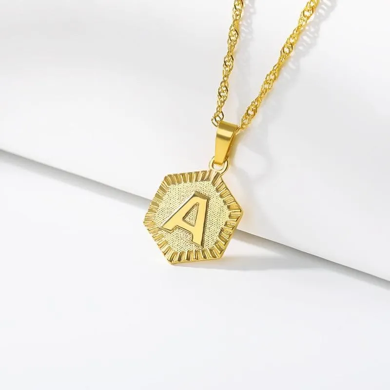 Letter Necklace with Custom Gold Initial Pendant