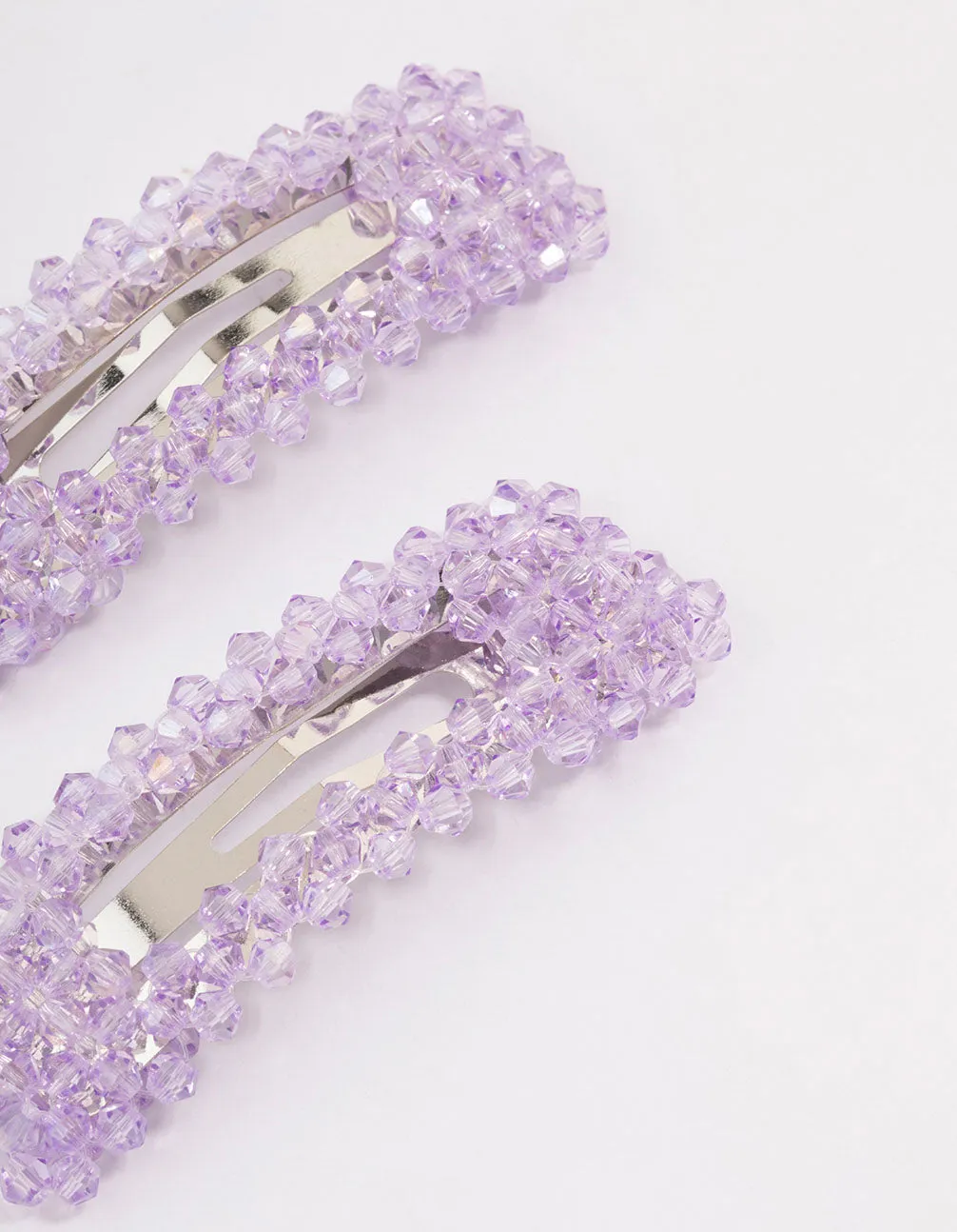 Lilac Facet Beaded Hair Clip Pack