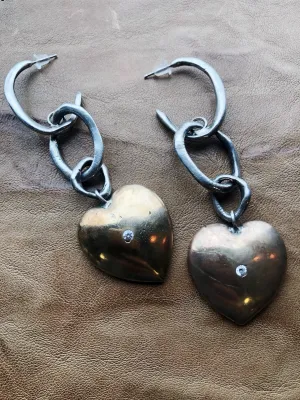 Love Tokens Mixed Metal Heart Earrings