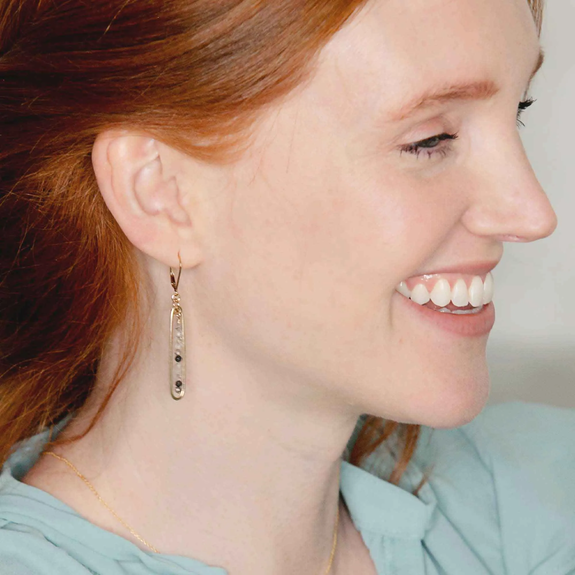 lyric earrings with black tourmaline quartz