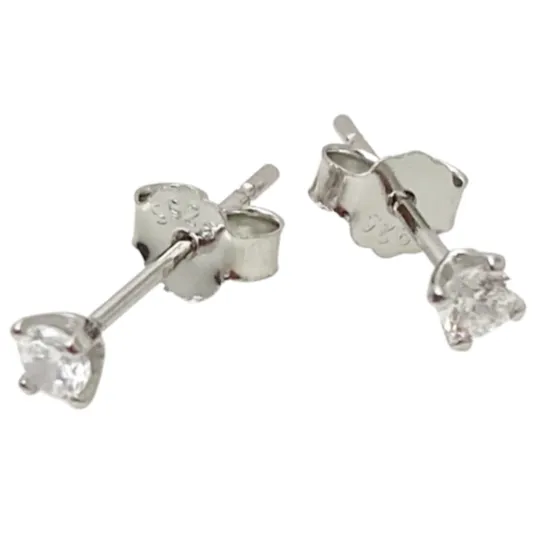 Mia Zirconia Stud Earrings - Silver